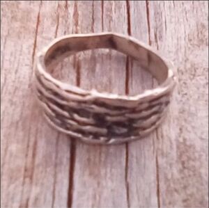 Vintage Size 9 925 Sterling Silver Wide Band Ring Textured Rustic
